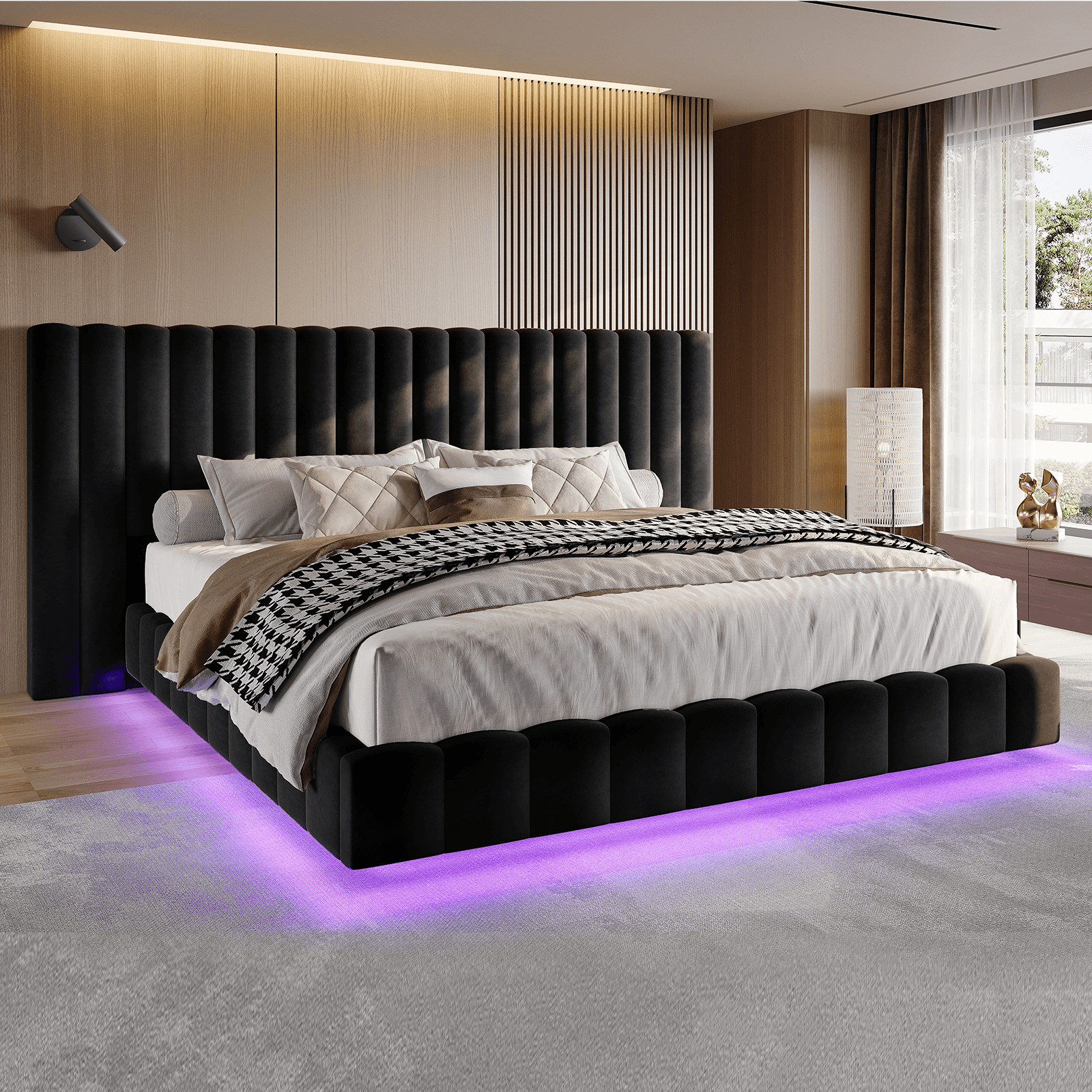 Drowse Floating LED Platform Bed Amerlife Black / Queen