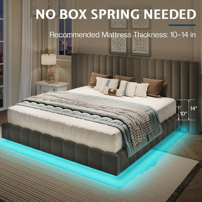 Drowse Floating LED Platform Bed Amerlife Gray / Queen