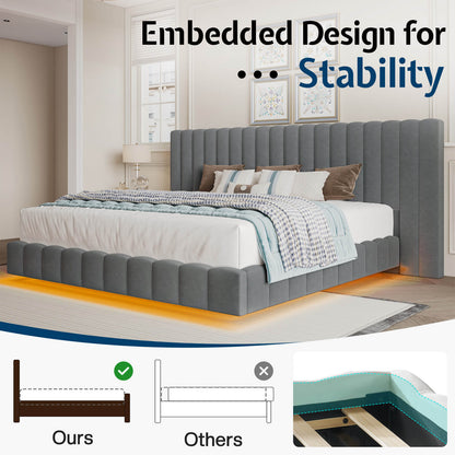 Drowse Floating LED Platform Bed Amerlife Gray / Queen