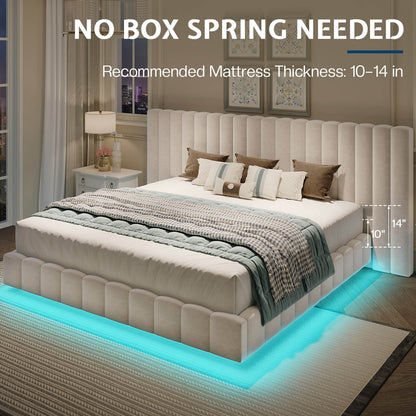 Drowse Floating LED Platform Bed Amerlife Cream / Queen