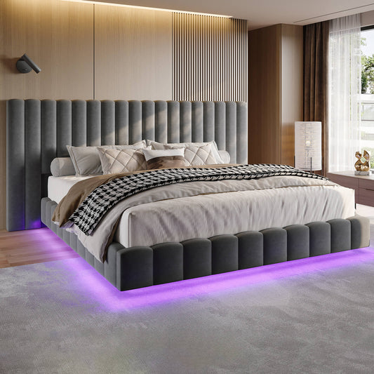 Drowse Floating LED Platform Bed Amerlife Gray / Queen