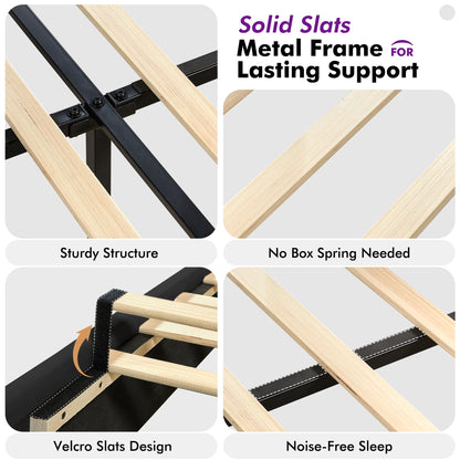 Plush Curved Wingback Bed Frame  - CK Bed Balck