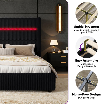 Muff LED Storage Bed Frame Amerlife-BUB141 F Black