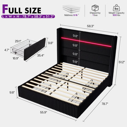 Muff LED Storage Bed Frame Amerlife-BUB141 F Black