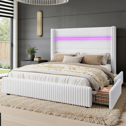 Muff LED Storage Bed Frame Amerlife-BUB141 F White