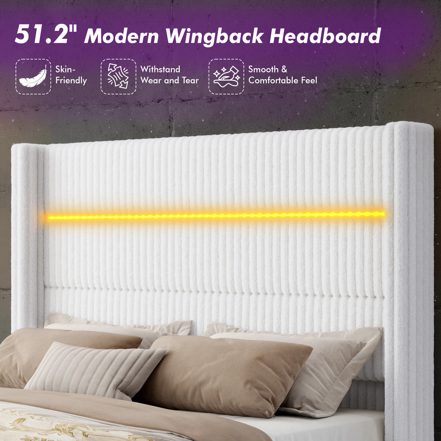 Muff LED Storage Bed Frame Amerlife-BUB141 F White