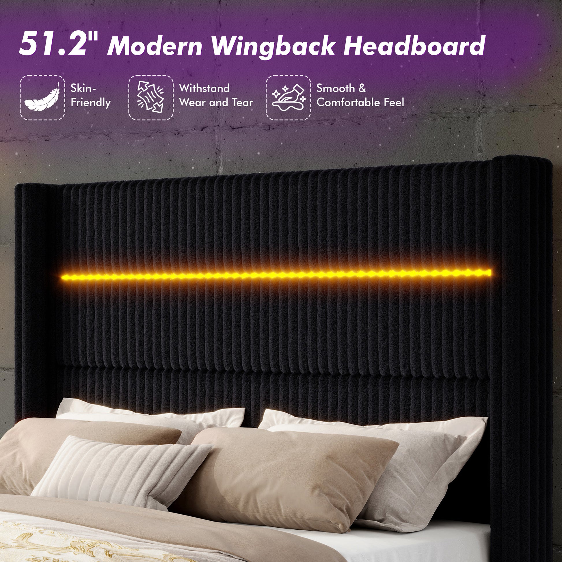 Muff LED Storage Bed Frame Amerlife-BUB141 Q Black