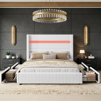 Muff LED Storage Bed Frame Amerlife-BUB141 Q White