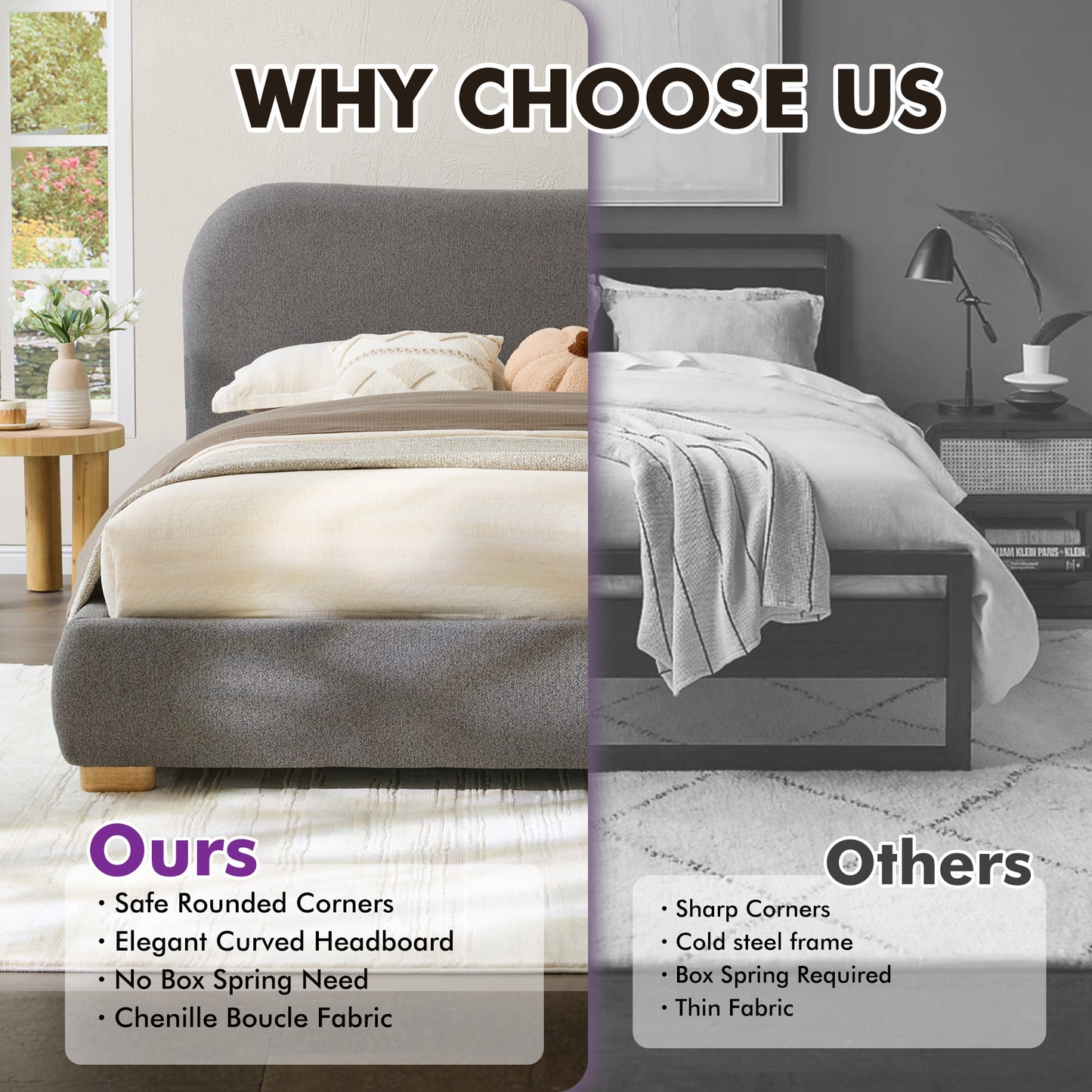 Slump Cloud Curved Upholstered Bed Frame Full Dark Gray