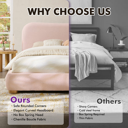 Slump Cloud Curved Upholstered Bed Frame Full Pink