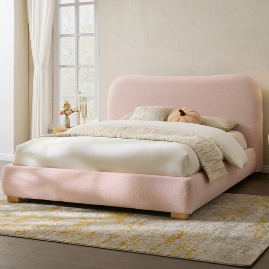 Slump Cloud Curved Upholstered Bed Frame Full Pink