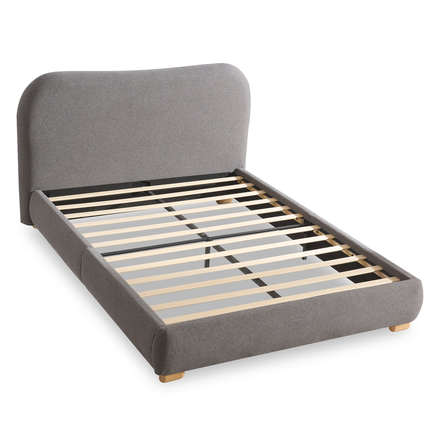 Slump Cloud Curved Upholstered Bed Frame Queen Dark Gray