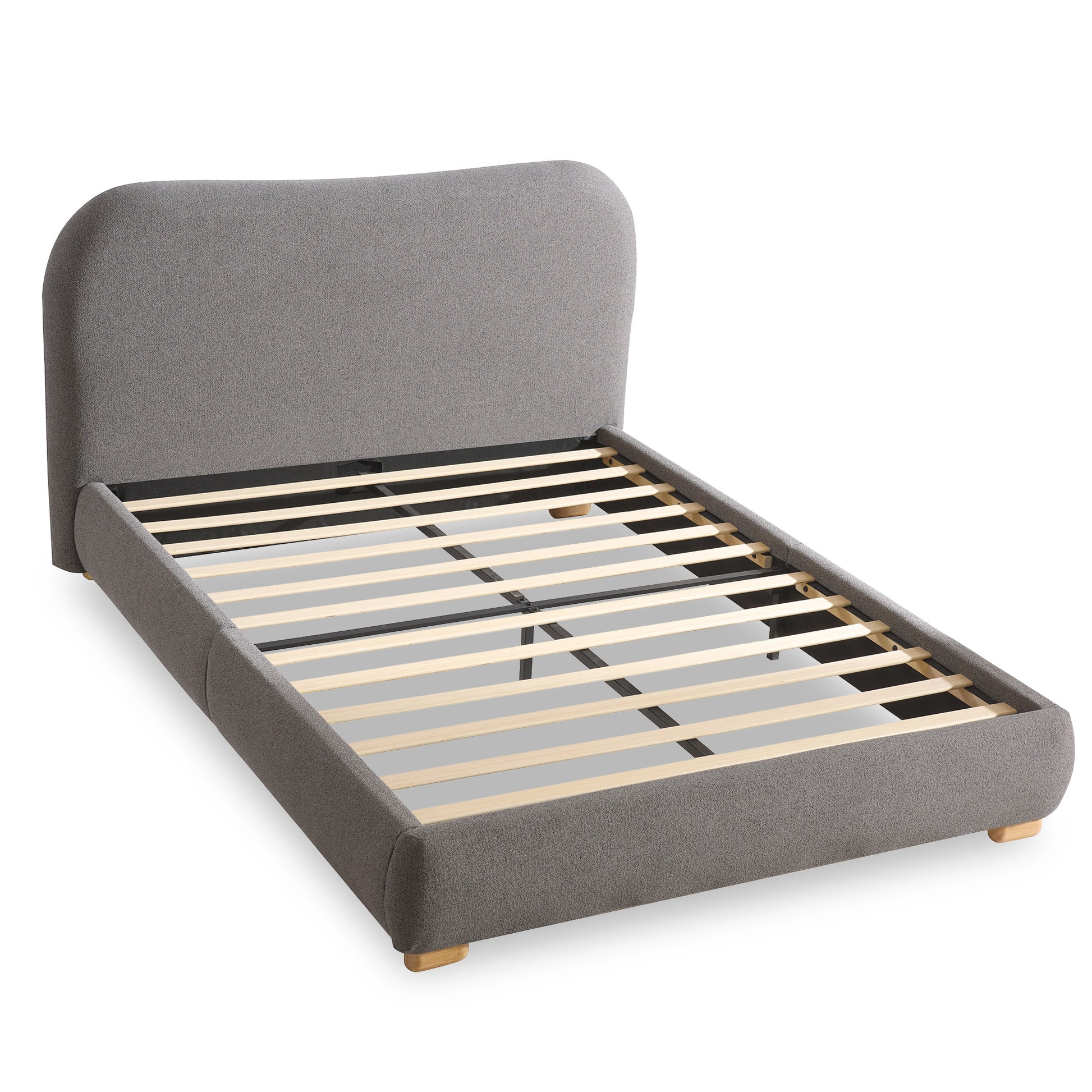 Slump Cloud Curved Upholstered Bed Frame Queen Dark Gray