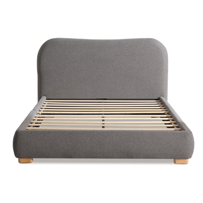 Slump Cloud Curved Upholstered Bed Frame Queen Dark Gray