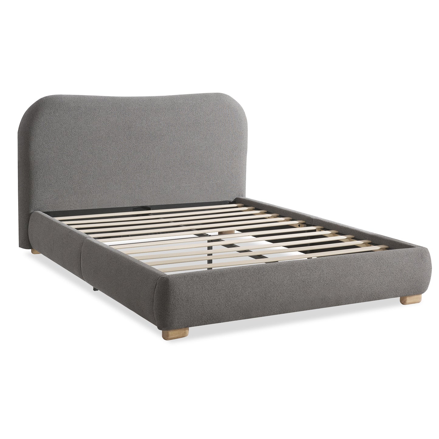 Slump Cloud Curved Upholstered Bed Frame Queen Dark Gray