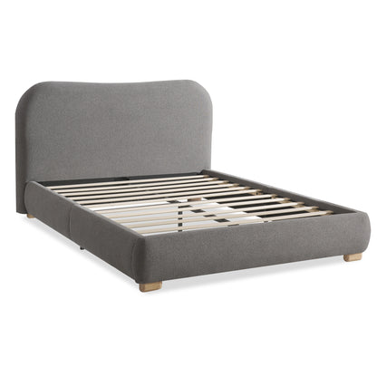 Slump Cloud Curved Upholstered Bed Frame Queen Dark Gray