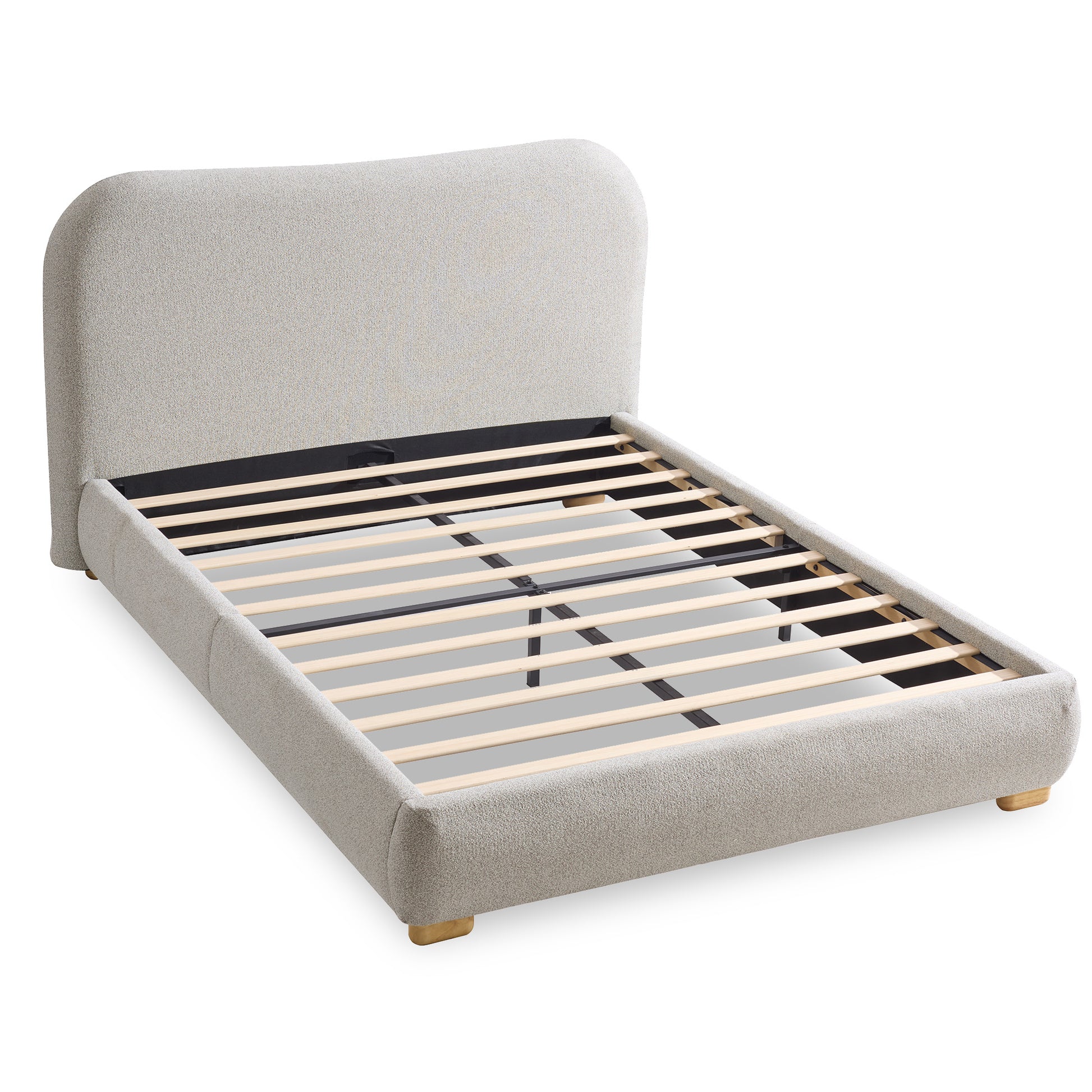 Slump Cloud Curved Upholstered Bed Frame Queen Light Gray