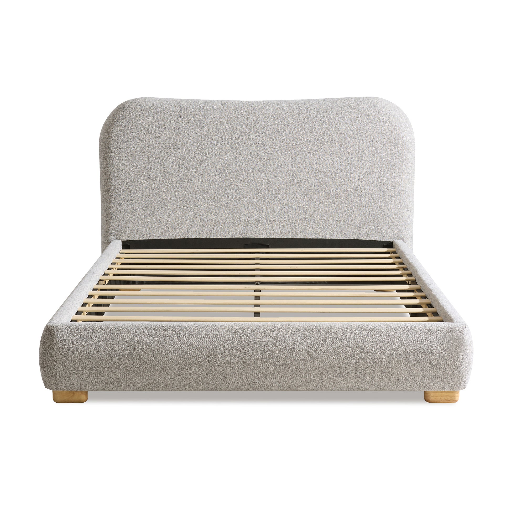 Slump Cloud Curved Upholstered Bed Frame Queen Light Gray