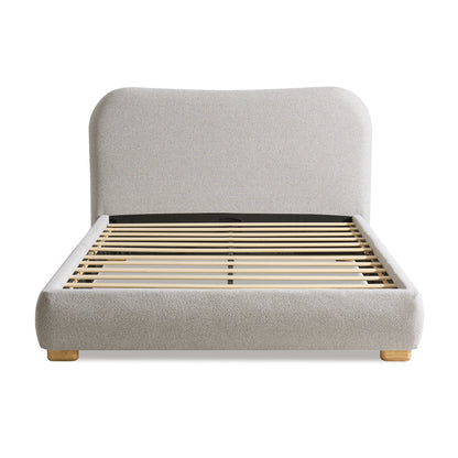 Slump Cloud Curved Upholstered Bed Frame Queen Light Gray