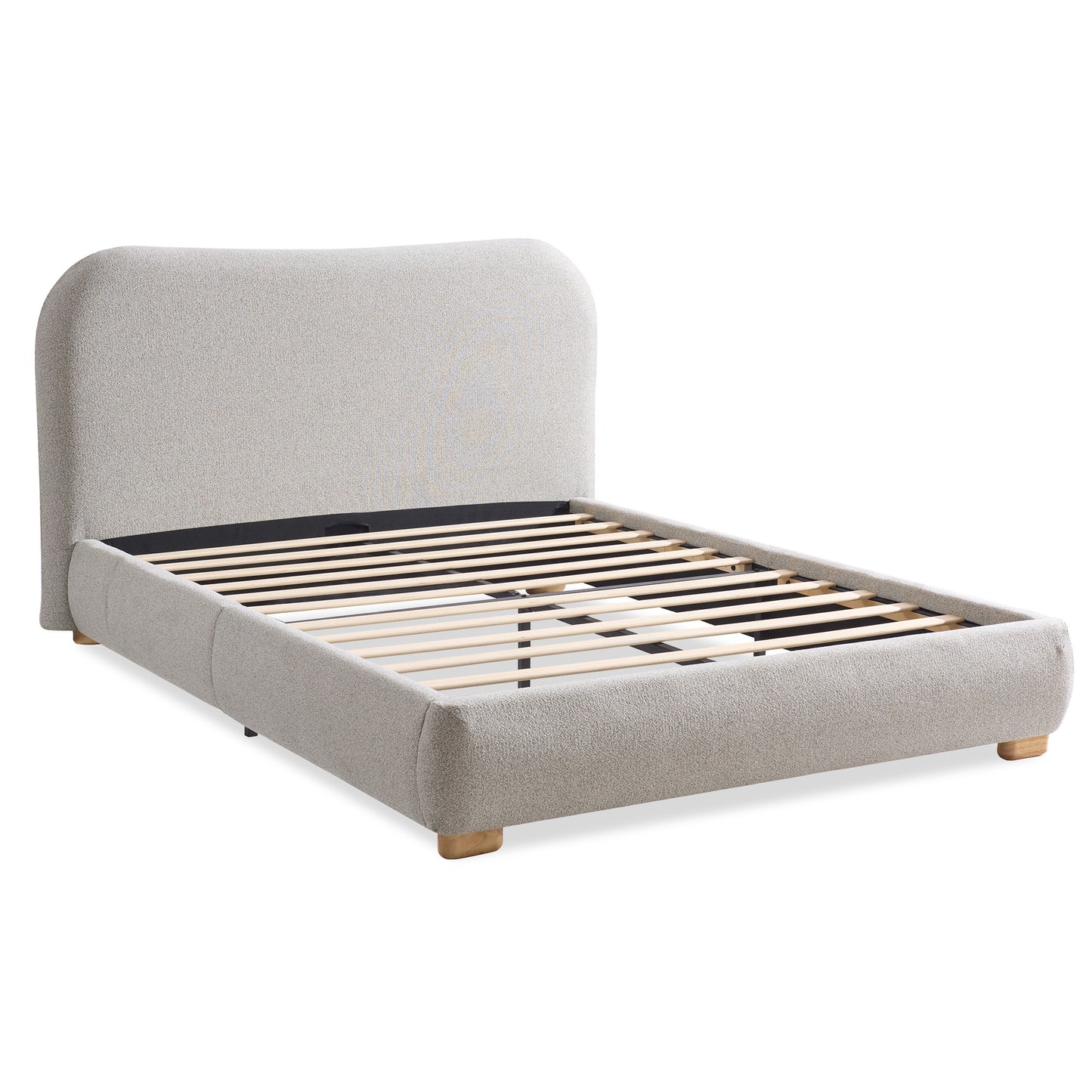 Slump Cloud Curved Upholstered Bed Frame Queen Light Gray