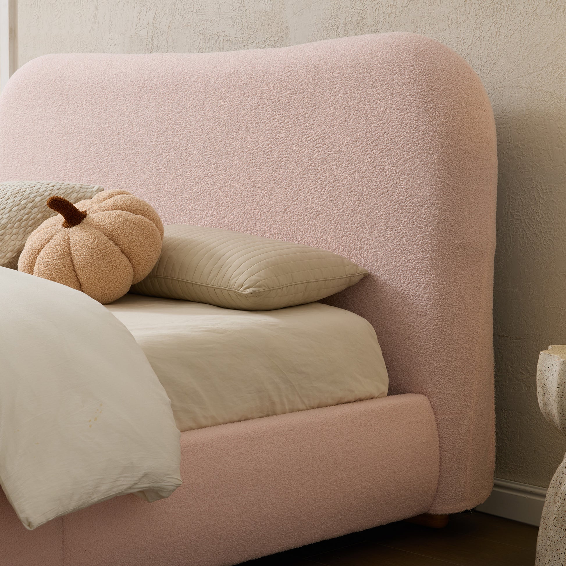 Slump Cloud Curved Upholstered Bed Frame Queen Pink