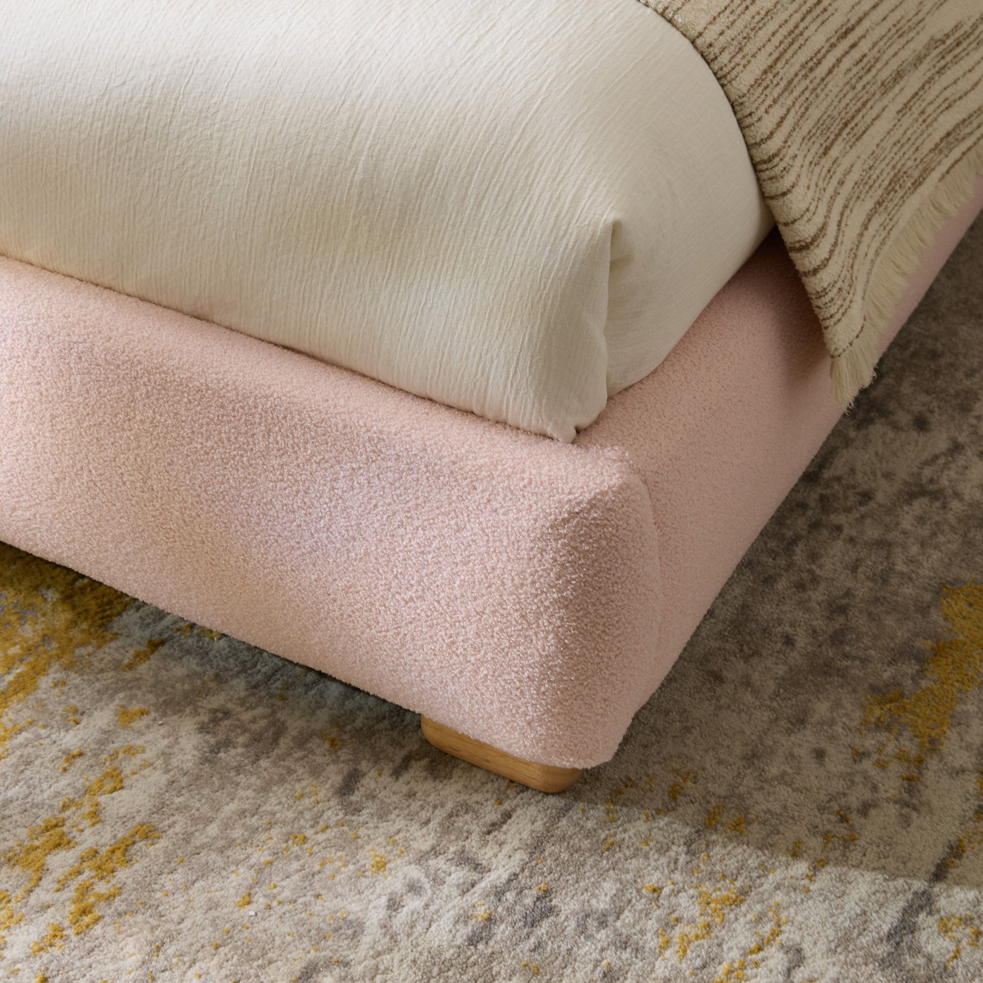Slump Cloud Curved Upholstered Bed Frame Queen Pink