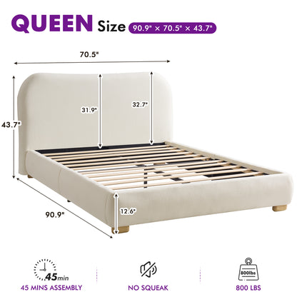 Slump Cloud Curved Upholstered Bed Frame Queen Pink