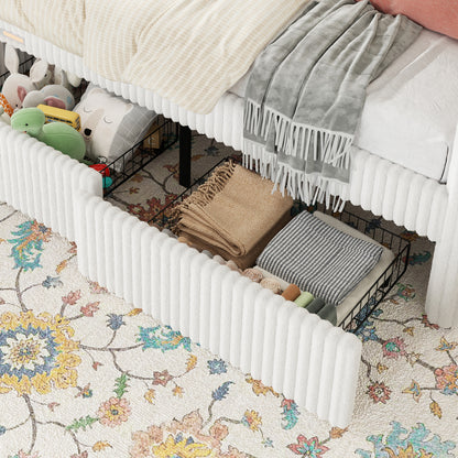 Pouf Faux Fur Storage Daybed Amerlife-BUB156 T Cream