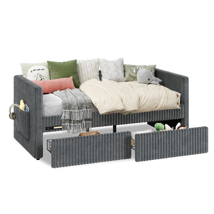 Pouf Faux Fur Storage Daybed Amerlife-BUB156 T Grey