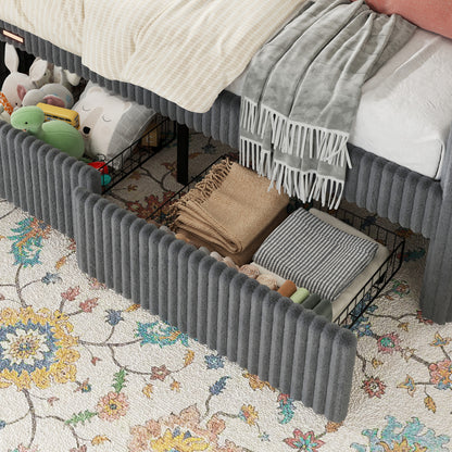 Pouf Faux Fur Storage Daybed Amerlife-BUB156 T Grey