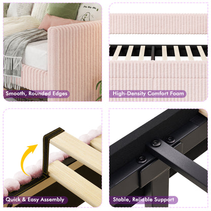 Pouf Faux Fur Storage Daybed Amerlife-BUB156 T Pink