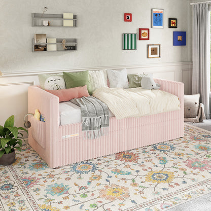 Pouf Faux Fur Storage Daybed Amerlife-BUB156 T Pink