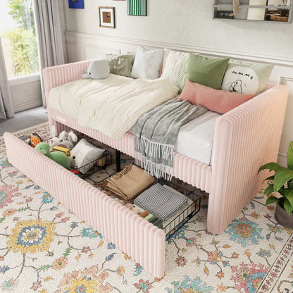 Pouf Faux Fur Storage Daybed Amerlife-BUB156 T Pink