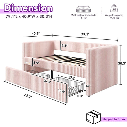 Pouf Faux Fur Storage Daybed Amerlife-BUB156 T Pink
