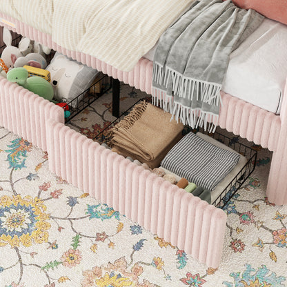 Pouf Faux Fur Storage Daybed Amerlife-BUB156 T Pink