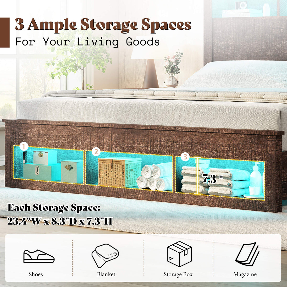 Larkin Storage Bed Frame - Full /RusticBrown