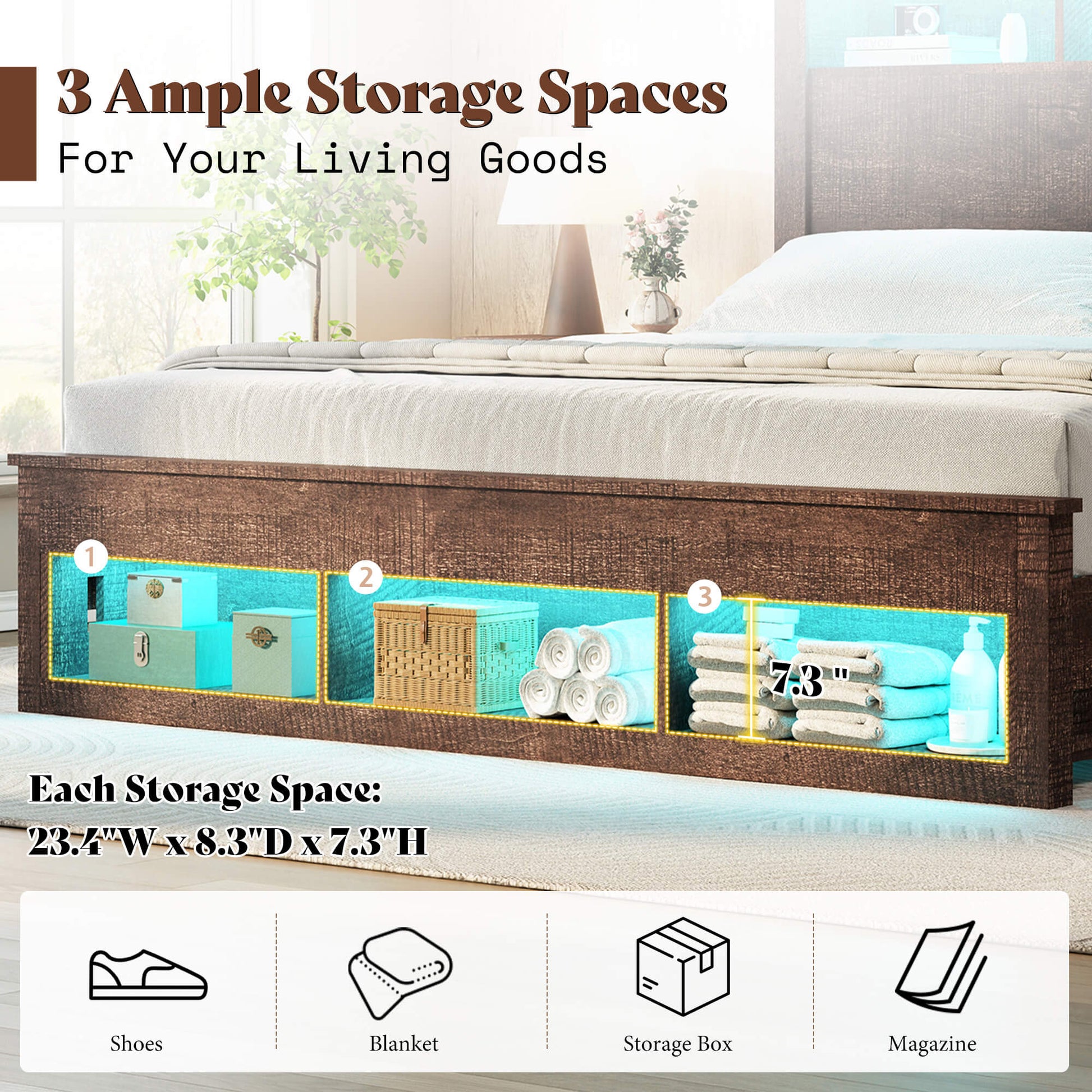 Larkin Storage Bed Frame - Full /RusticBrown