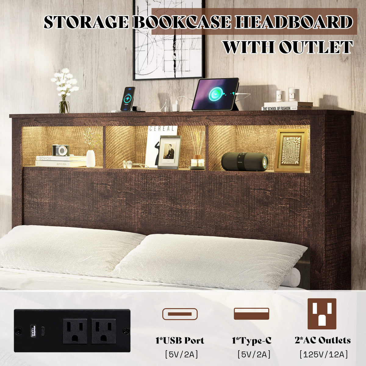 Larkin Storage Bed Frame - Full /RusticBrown