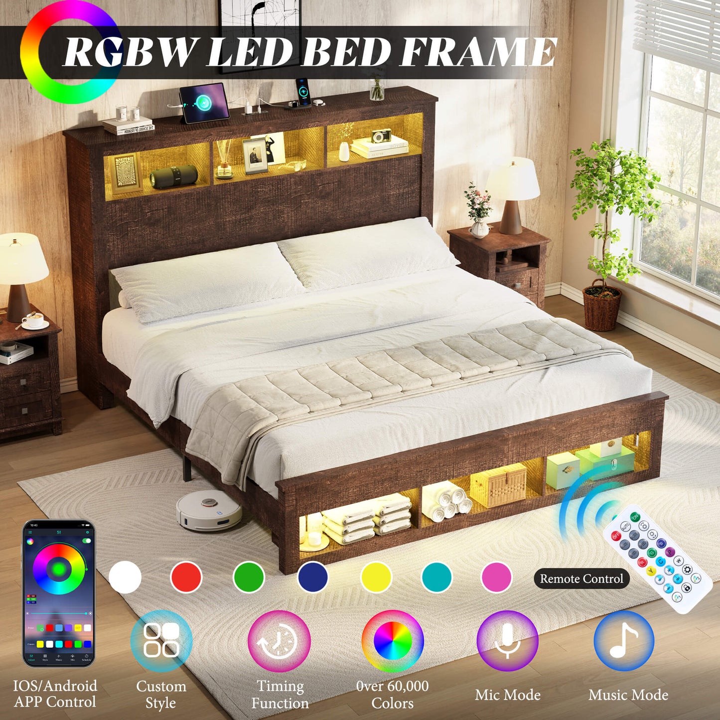 Larkin Storage Bed Frame - Full /RusticBrown