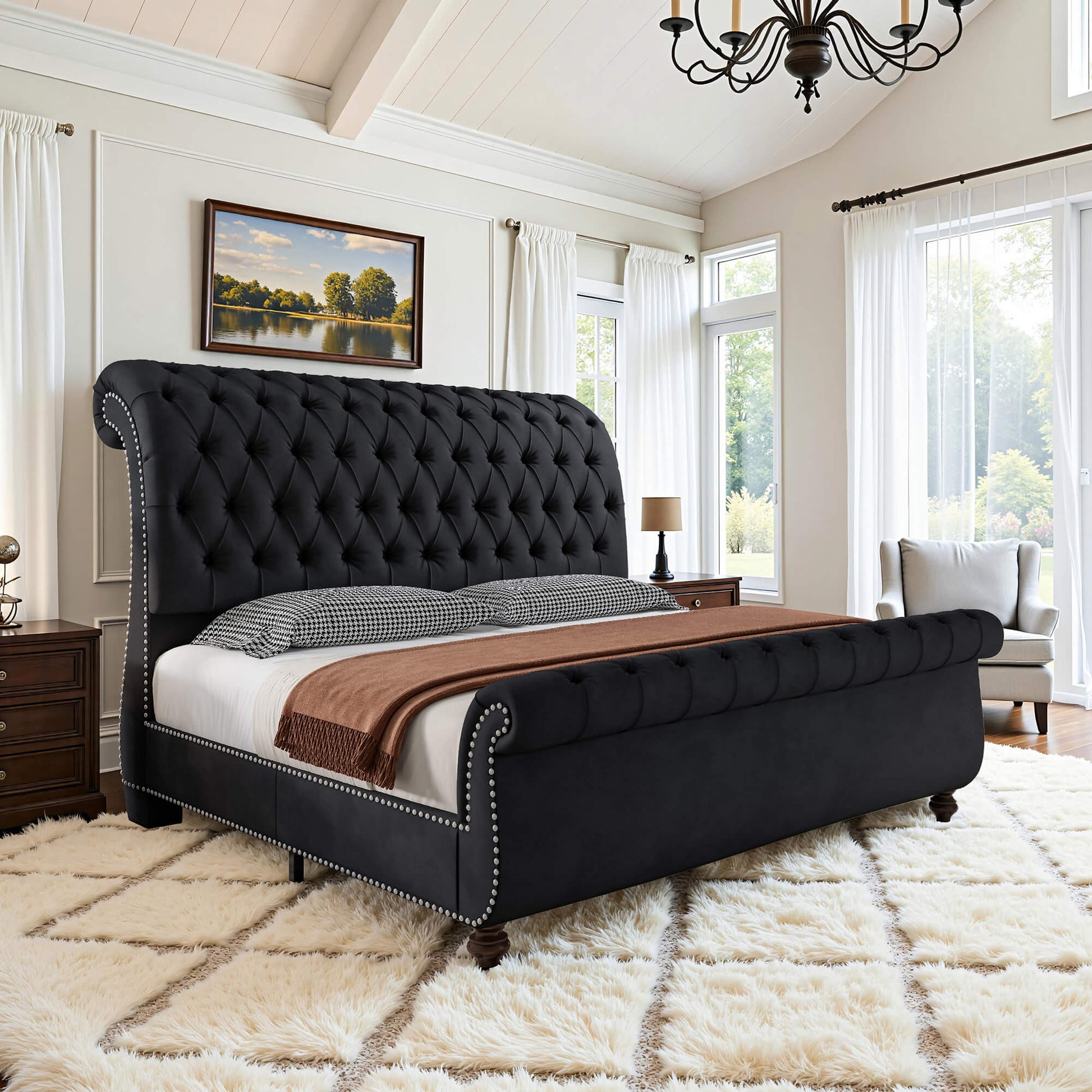 Windsor Sleigh Bed Frame -Black