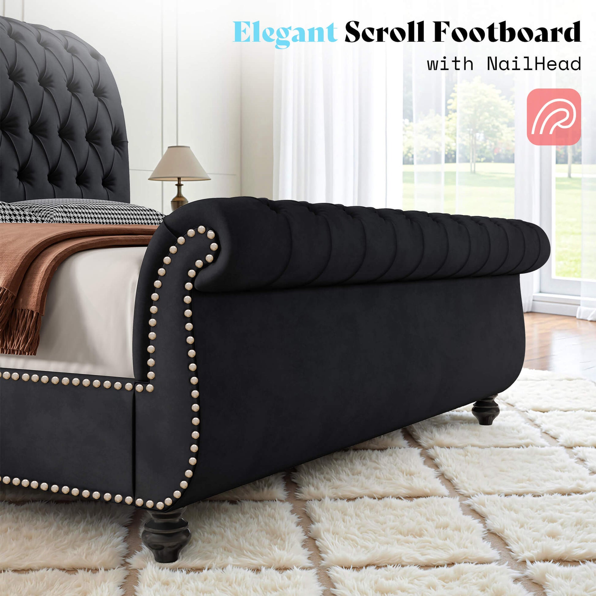 Windsor Sleigh Bed Frame -Black