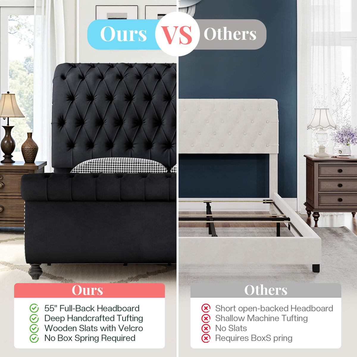 Windsor Sleigh Bed Frame -Black