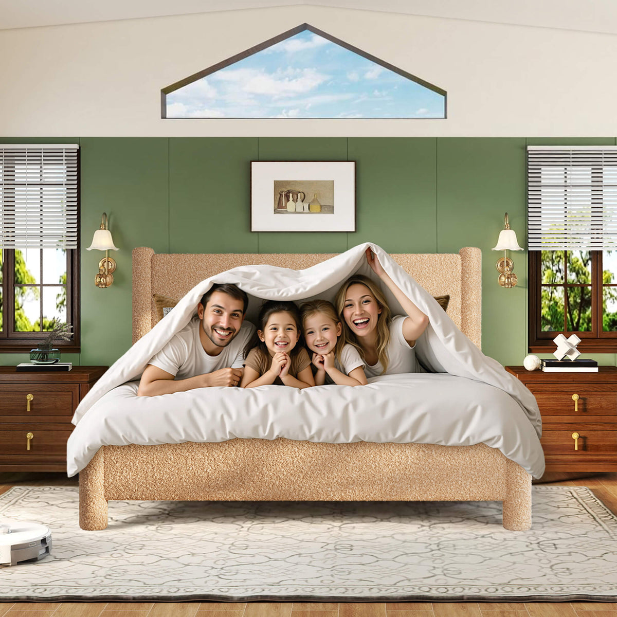 Clouds Boucle Upholstered Bed Frame Amerlife