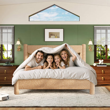 Clouds Boucle Upholstered Bed Frame Amerlife