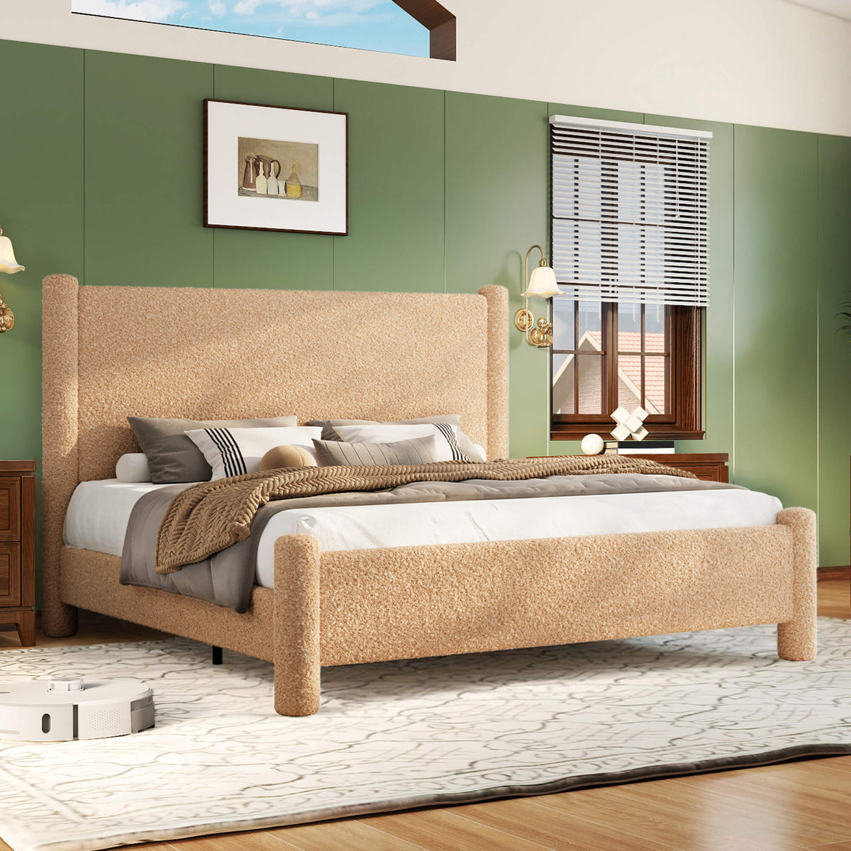 Clouds Boucle Upholstered Bed Frame Amerlife