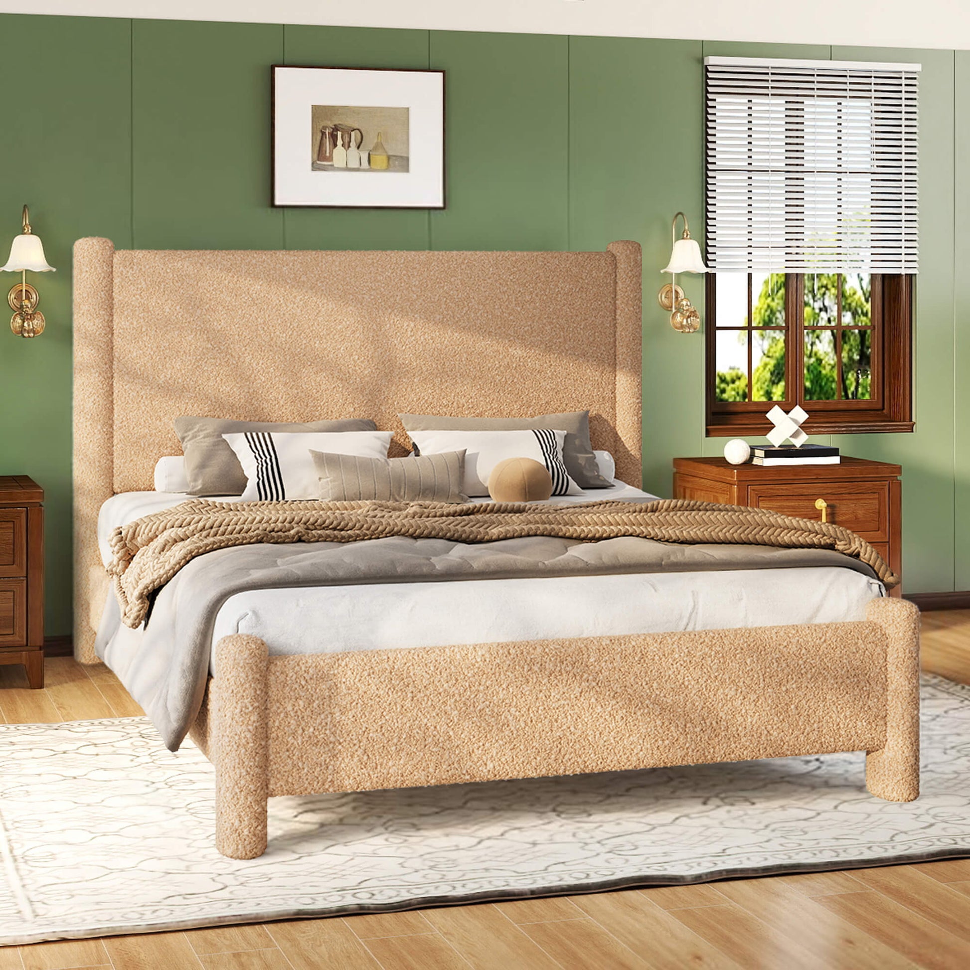 Clouds Boucle Upholstered Bed Frame Amerlife