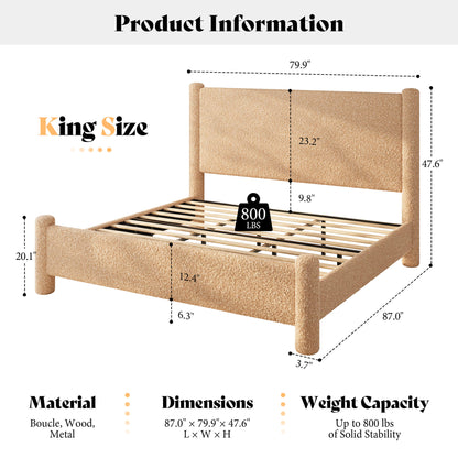 Clouds Boucle Upholstered Bed Frame Amerlife