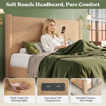 Clouds Boucle Upholstered Bed Frame Amerlife