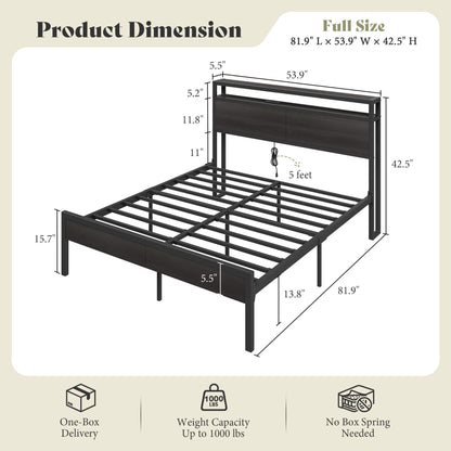 Mello Industrial Bed Frame with Storage & Charging - Q-Black