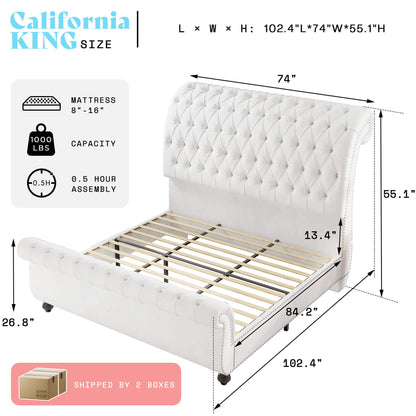 Windsor Sleigh Bed Frame -White